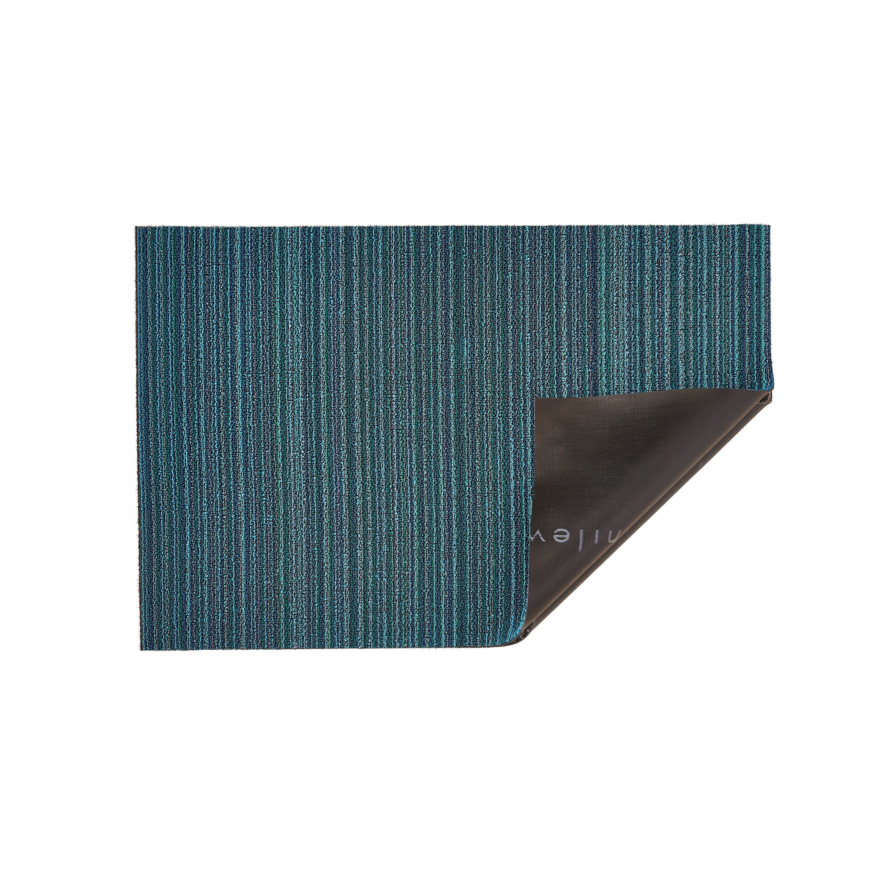 Skinny Stripe Shag Rug in Turquoise