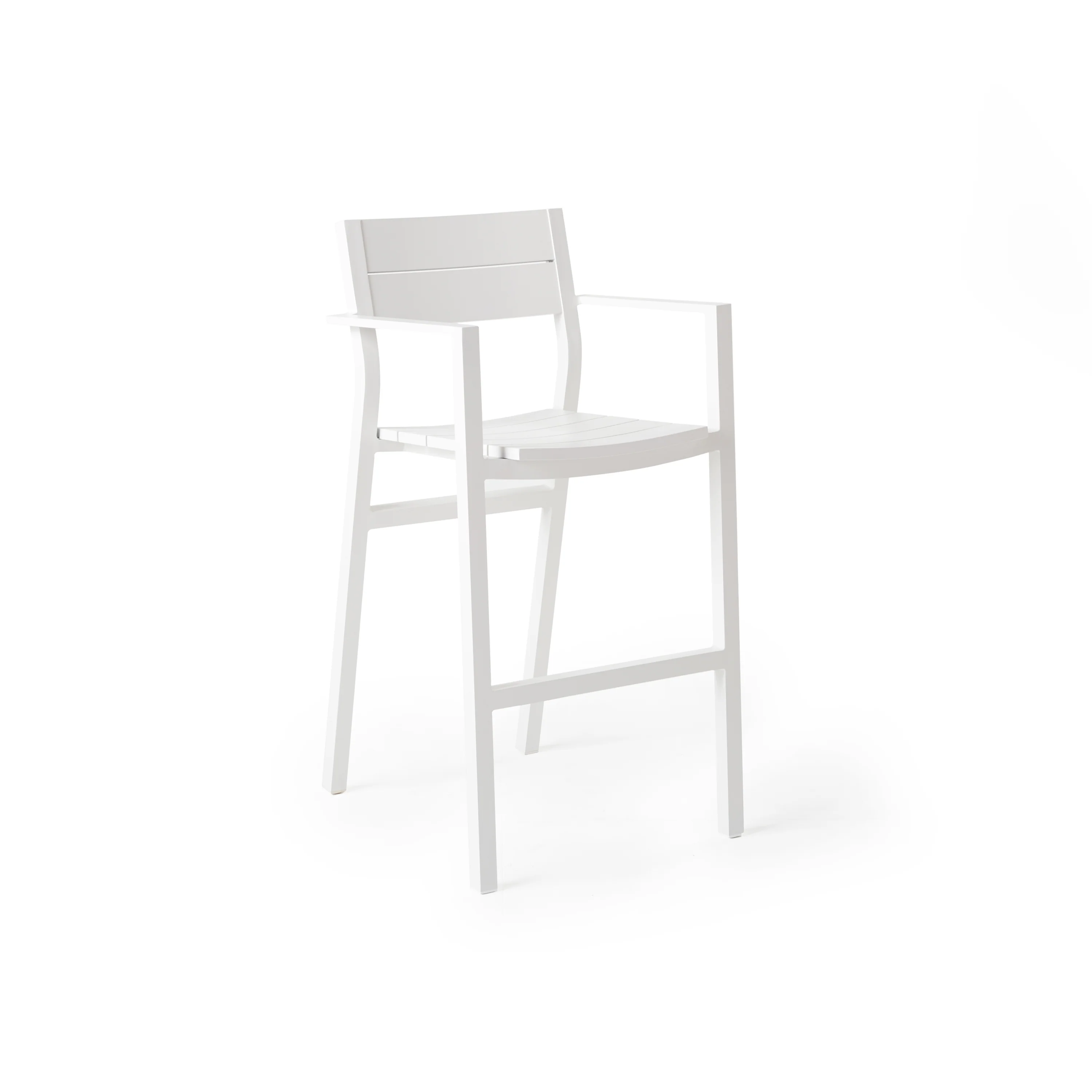 Belvedere Bar Chair in Textured White Aluminum