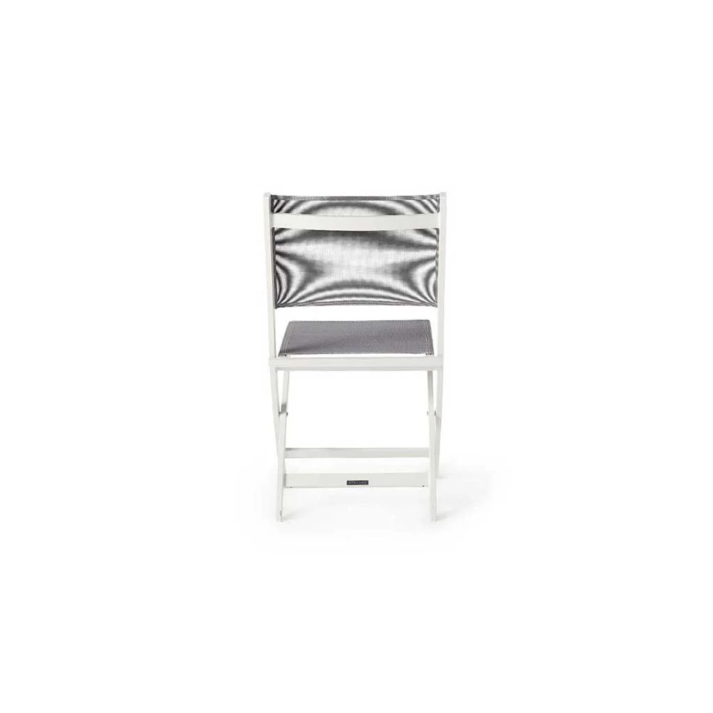 1416-bistro-folding-sling-chair-in-white-aluminum-with-silver-grey-mesh-4.webp Bistro Folding Sling Chair in White Aluminum with Silver Grey Mesh