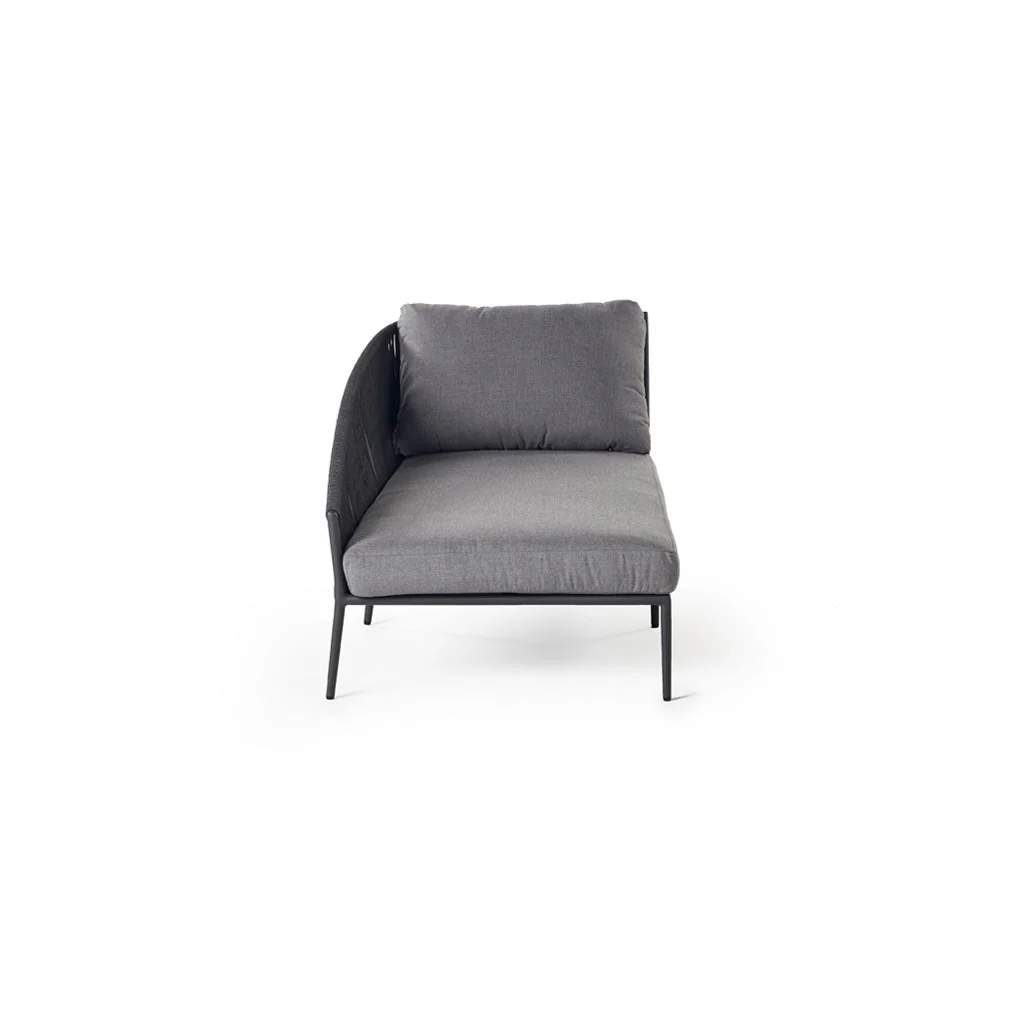 Olema Day Bed Right-Arm Chaise in Charcoal Aluminum
