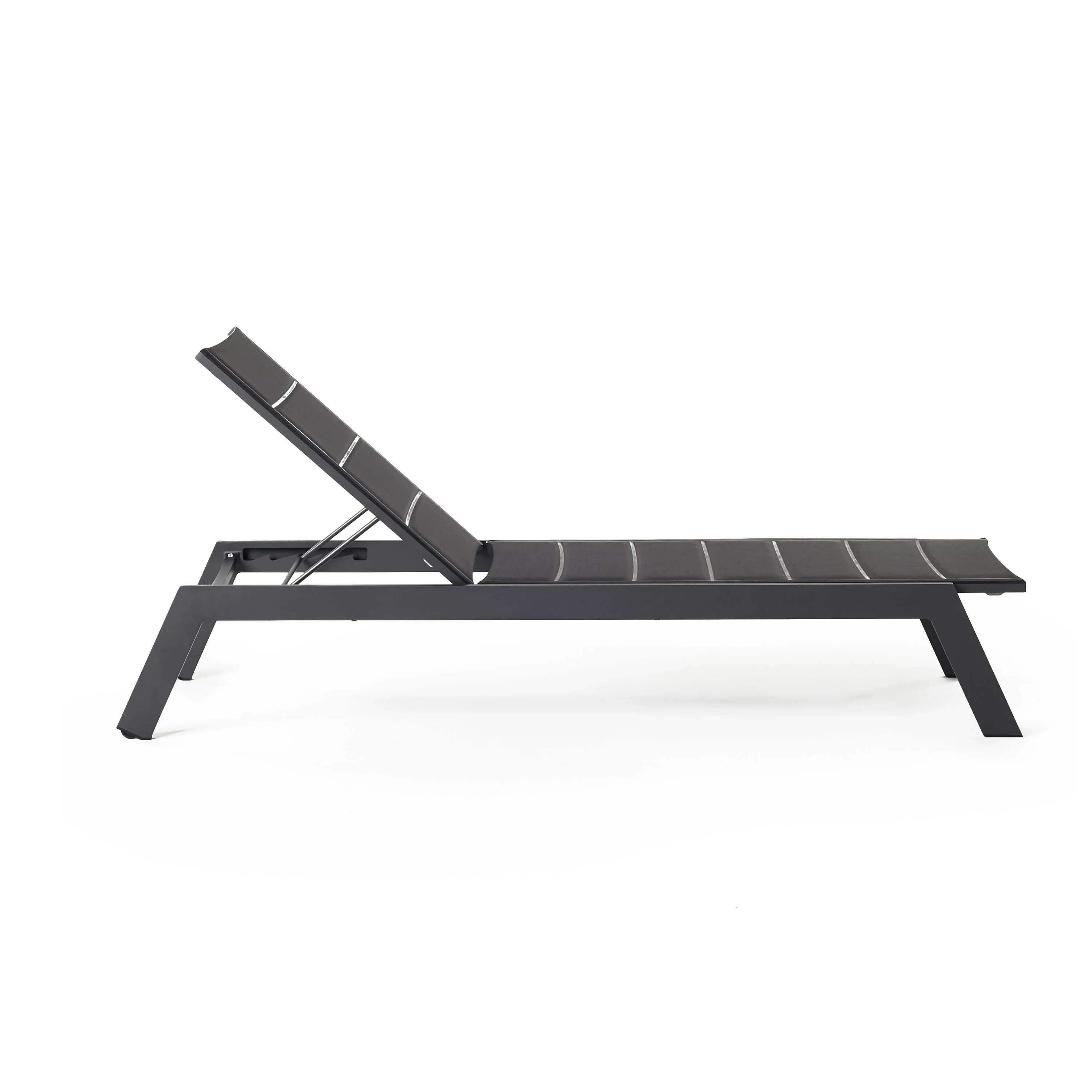Tiburon Chaise with Padded Sling in Charcoal Aluminum