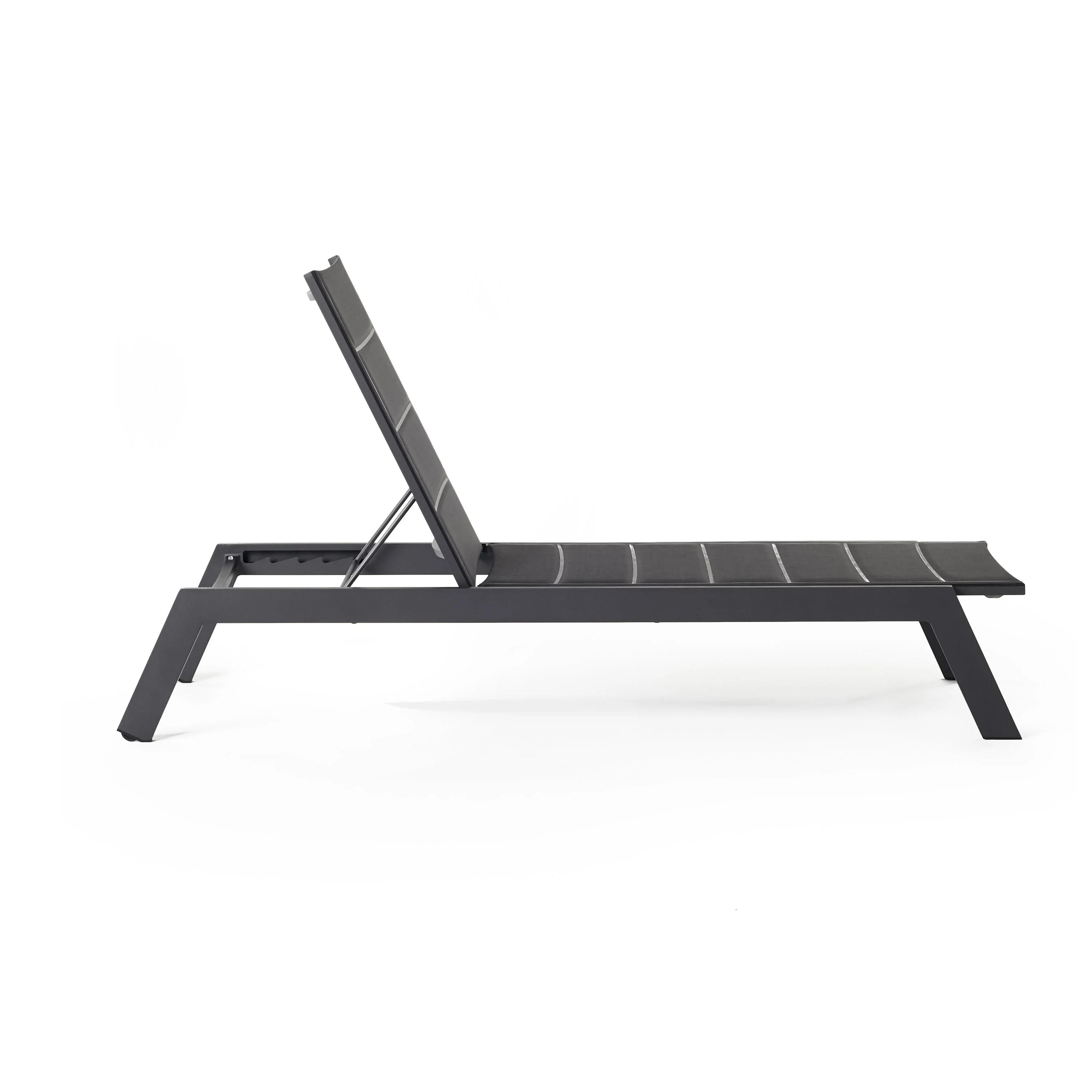 Tiburon Chaise with Padded Sling in Charcoal Aluminum