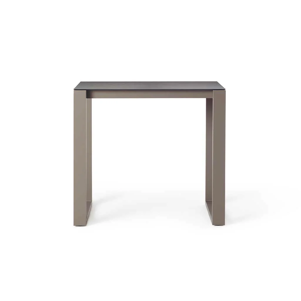 Ventura 48" Bar Table in Quartz Grey - Ceramic-Style Glass Top