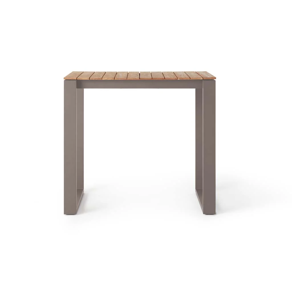Ventura 48" Bar Table in Quartz Grey - Teak Top