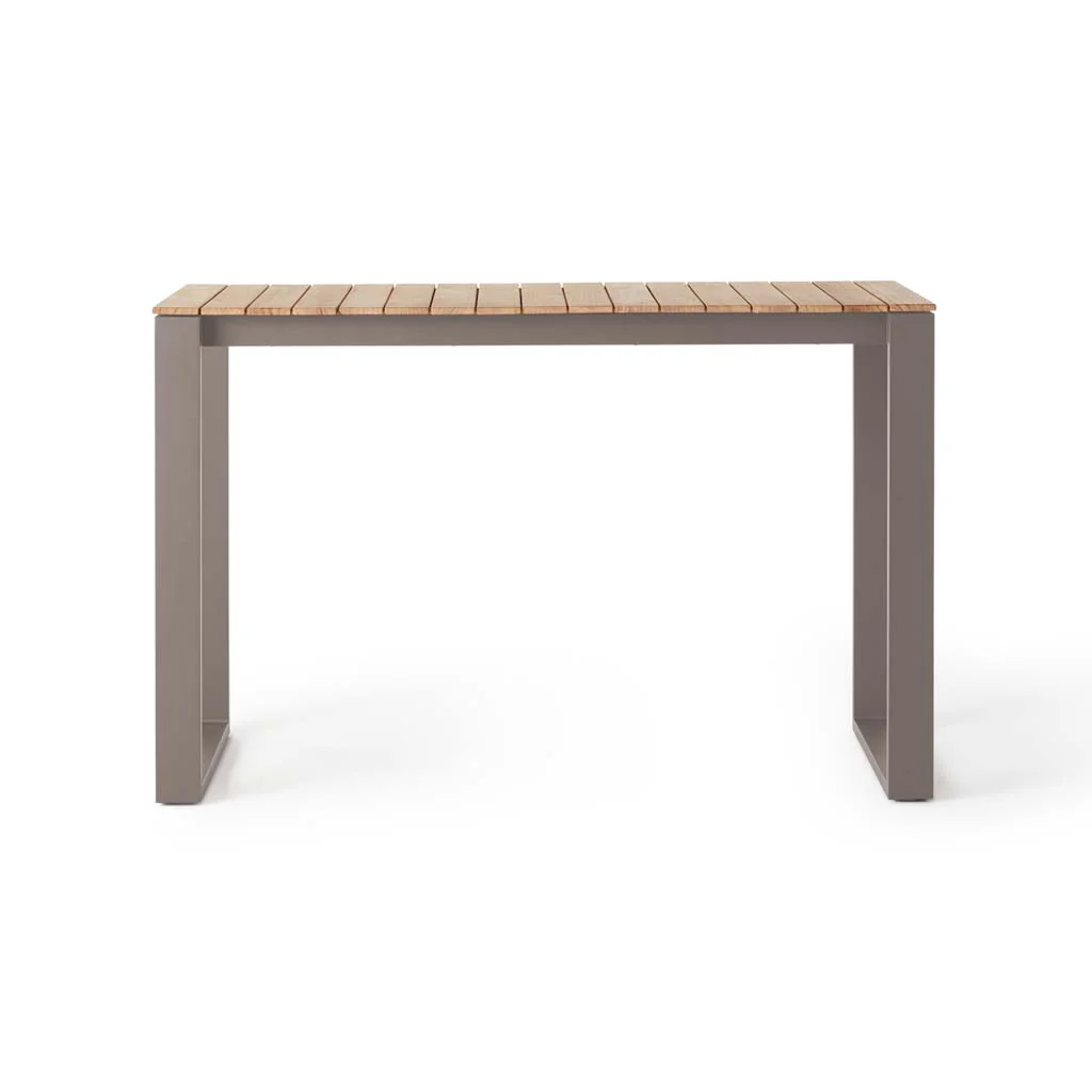 Ventura 66" Bar Table in Quartz Grey - Teak Top