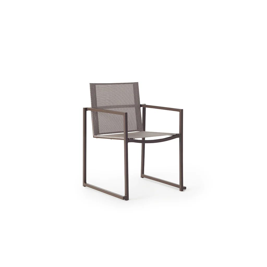 Santa Monica Dining Arm Chair in Coffee Aluminum