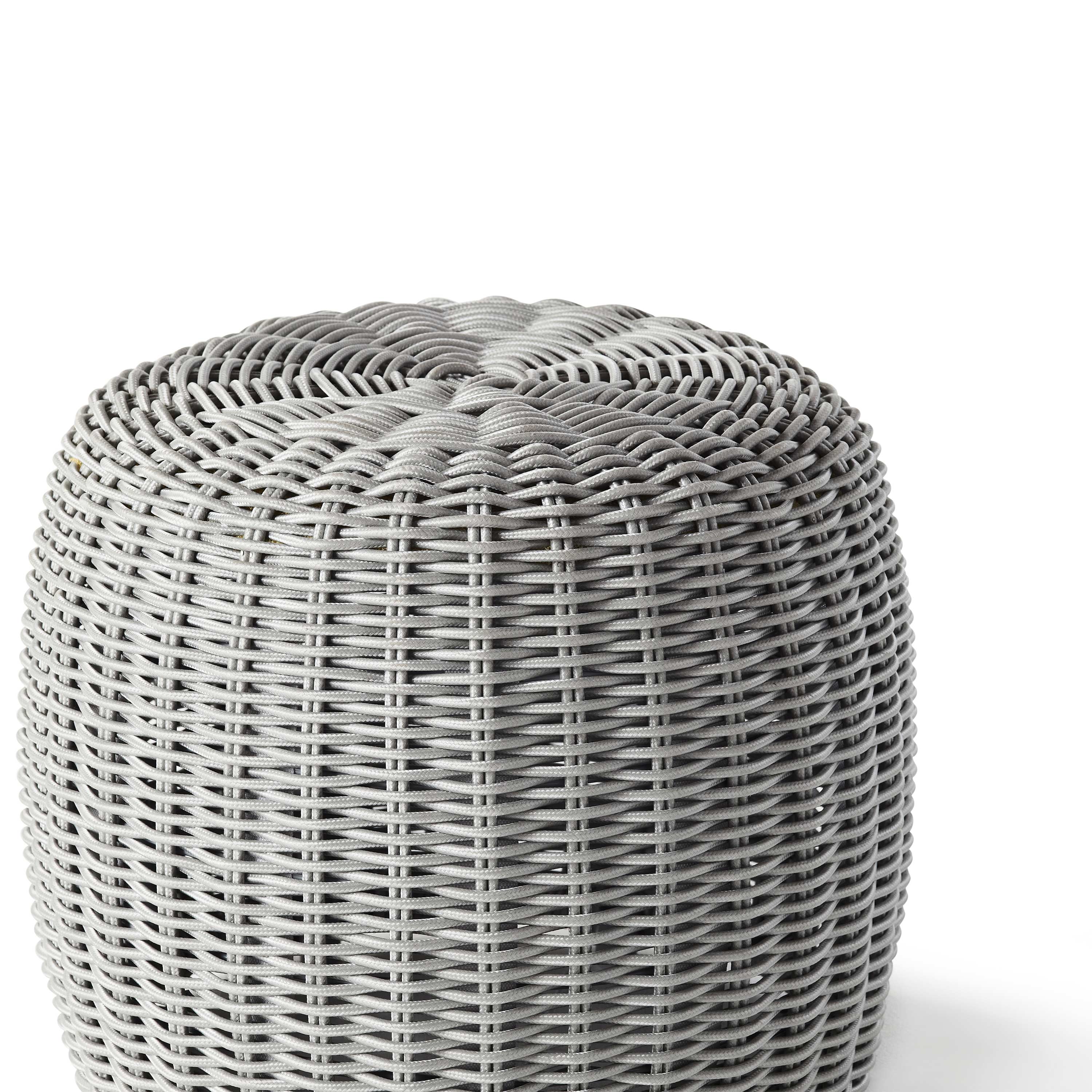 Barrel Woven Pouf in Light Grey (Small)