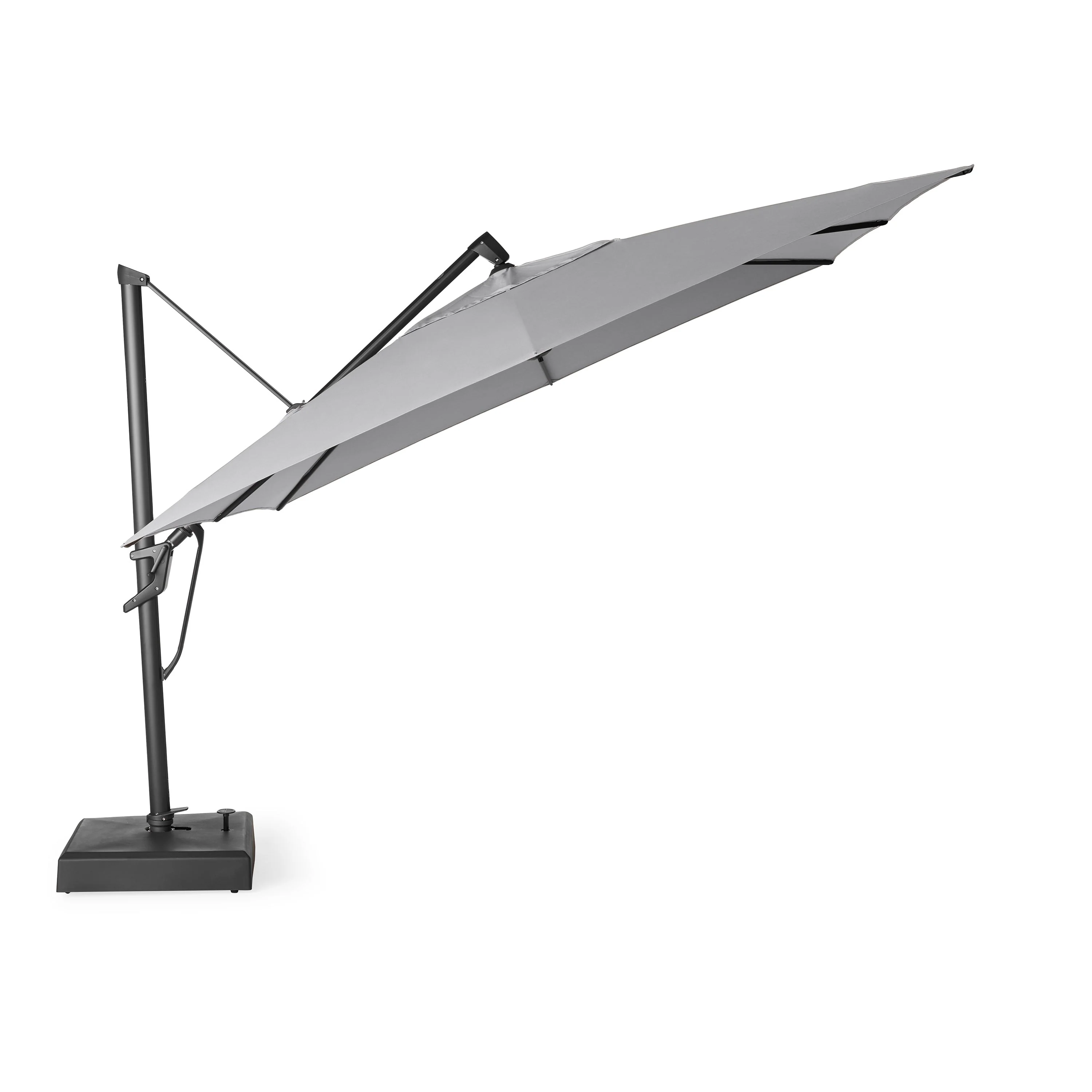 AKZ PLUS 11.5' Square Cantilever Umbrella - Black Frame & Canvas Granite Canopy
