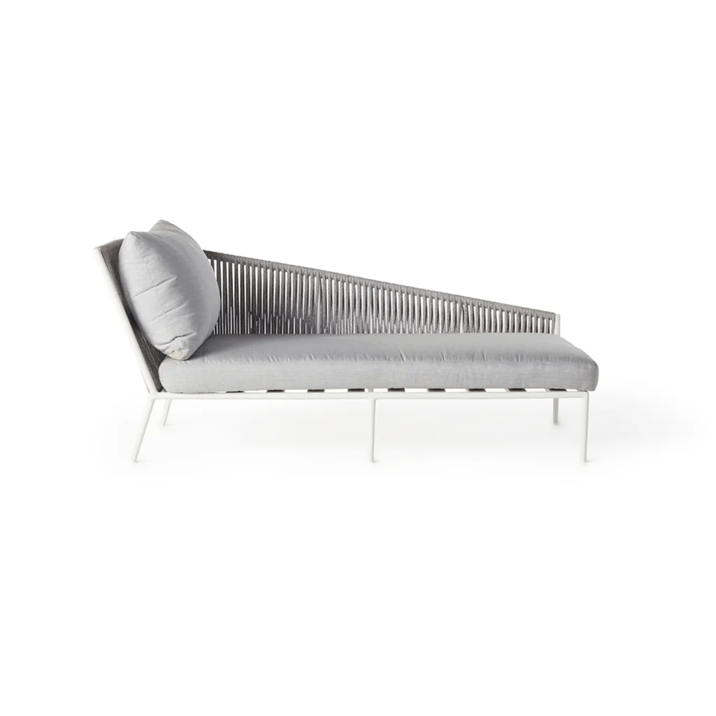 Olema Day Bed Left-Arm Chaise in White Aluminum