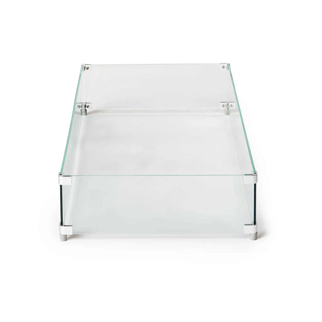 Large Rectangular Glass Fire Table Wind Guard