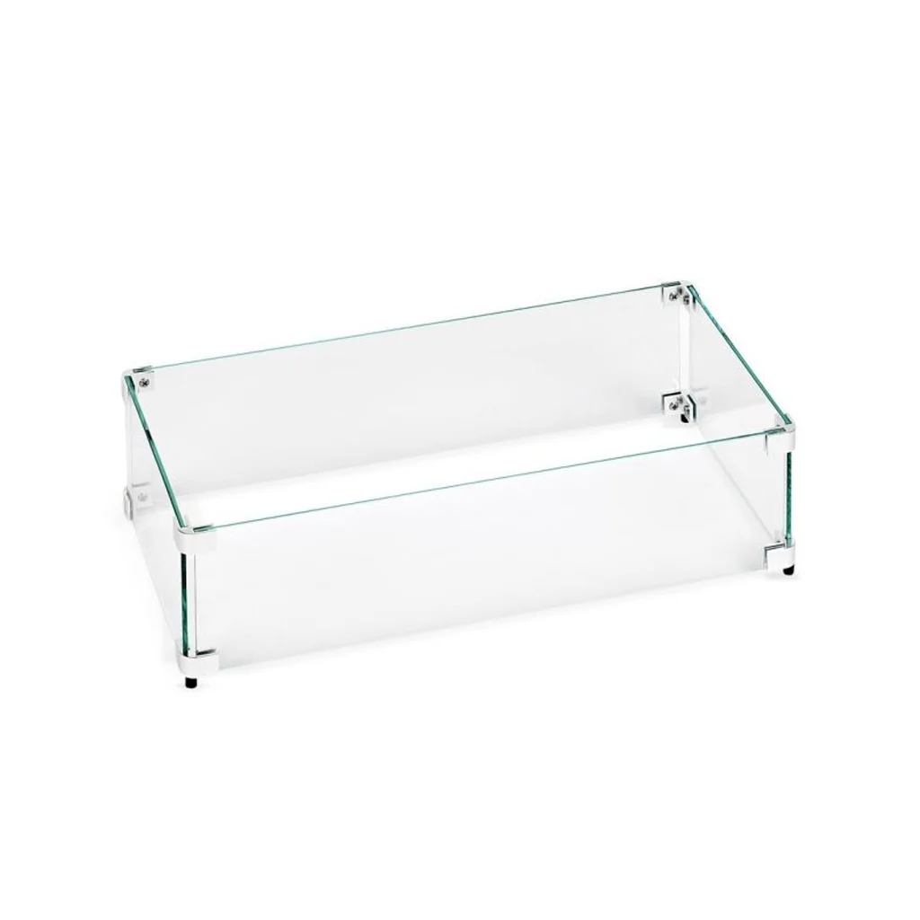 Rectangular Glass Fire Table Wind Guard