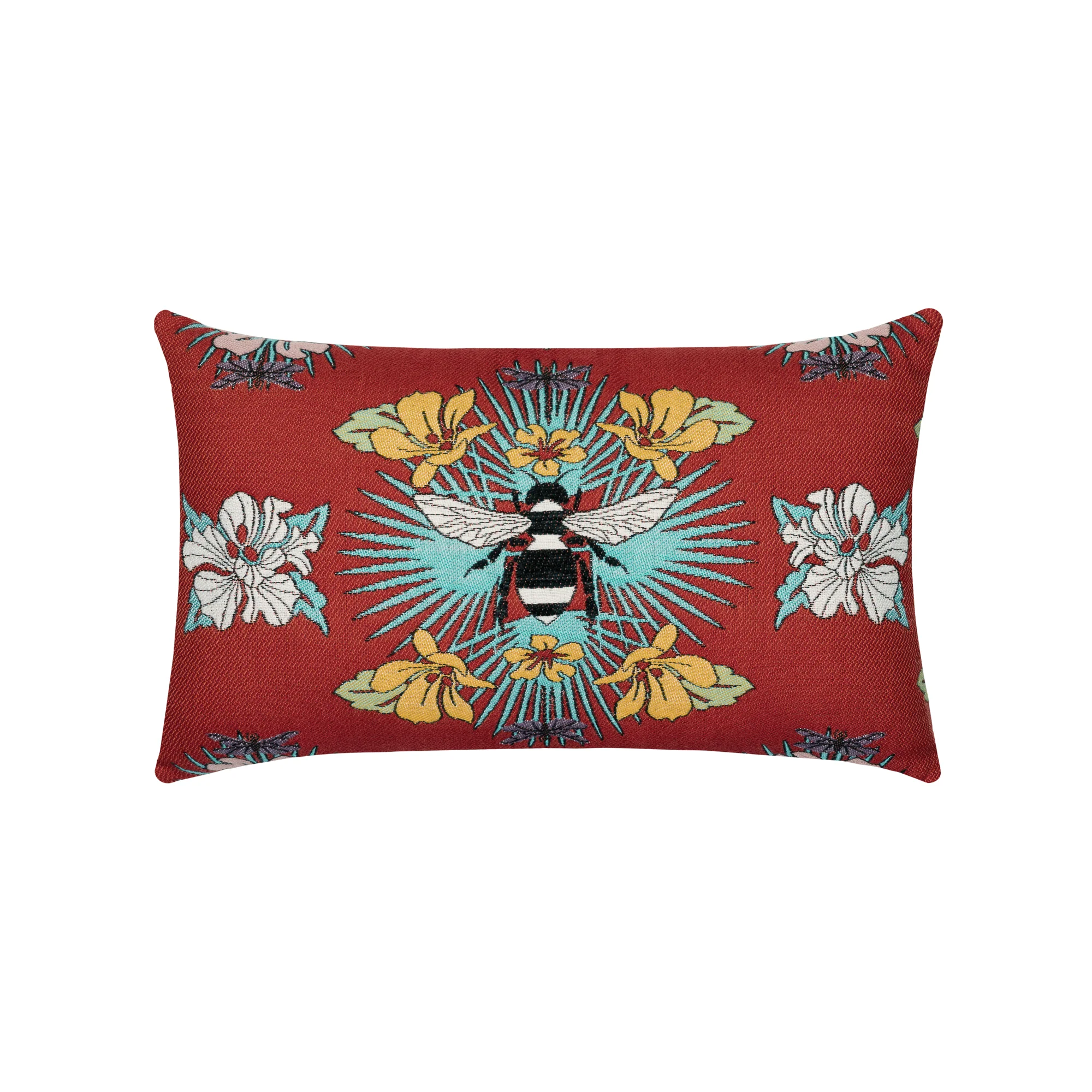 756-tropical-bee-red-pillow-2.webp Tropical Bee Red Pillow
